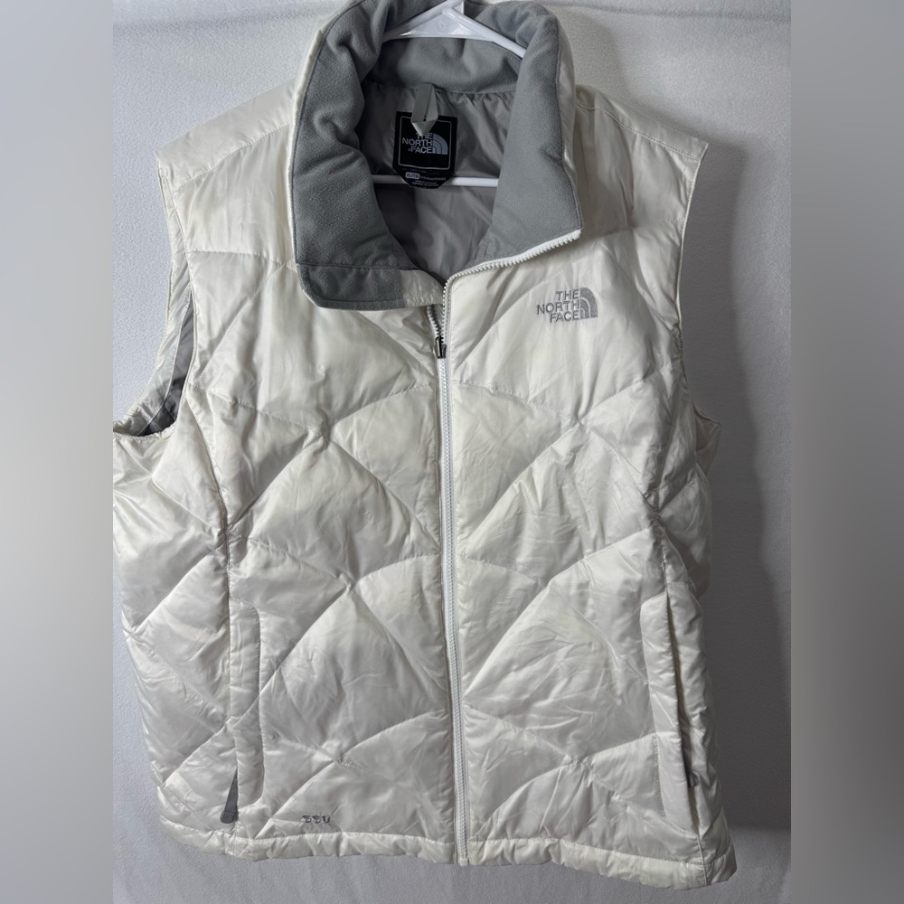 The North Face White and Gray Quilted Vest